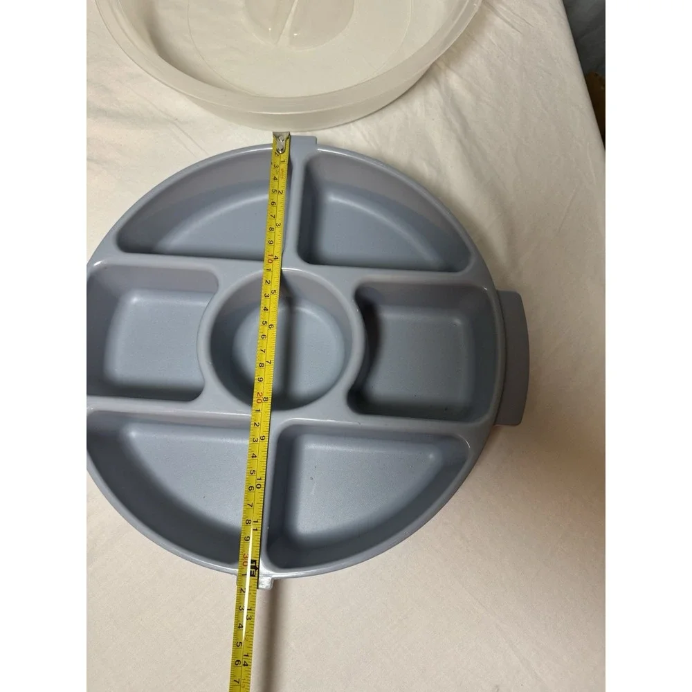 Rubbermaid Servin Saver 0259 Divided Holiday Party Tray Platter Blue With Lid